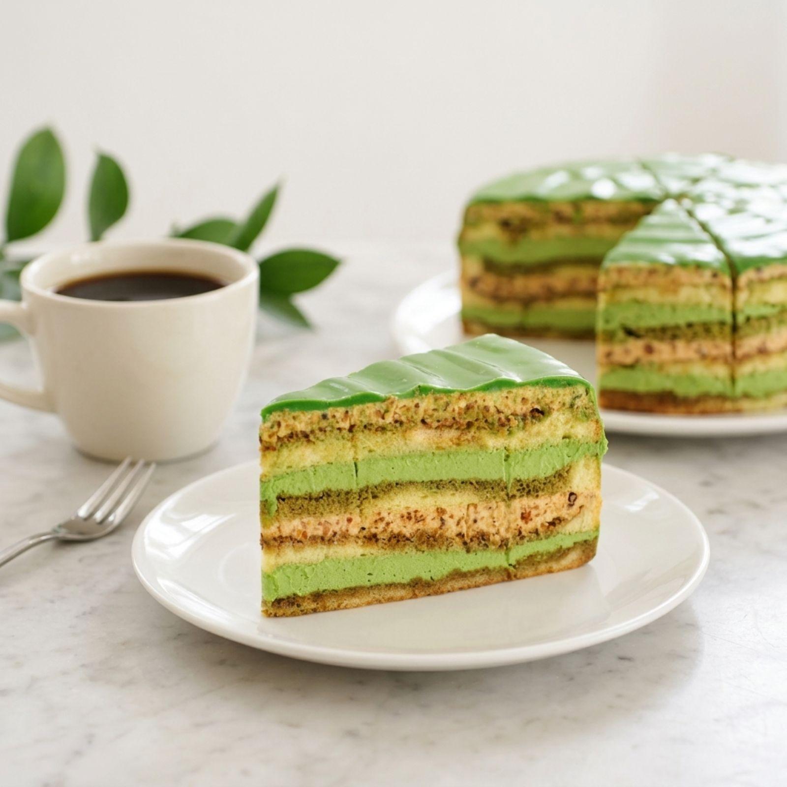 抹茶开心果歌剧蛋糕 — Matcha Pistachio Opera Cake