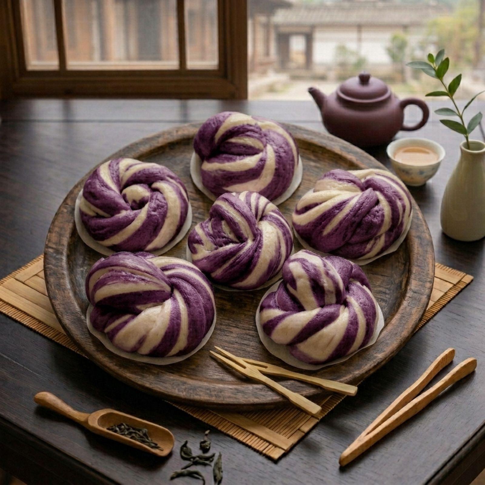 紫薯馒头 — Purple Sweet Potato Steamed Buns